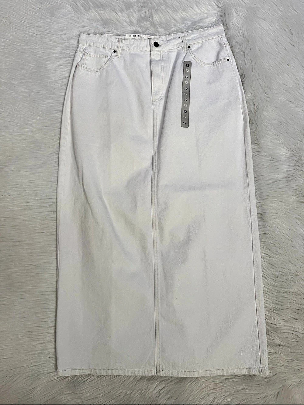 Cotton On White Blake Denim Maxi Skirt Size 12